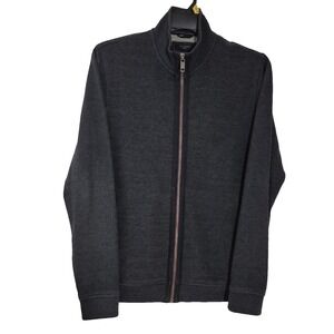 Ted Baker Jacket Mens Large Gray Jersey Bomber Full Zip Stand Collar‎ Casual
